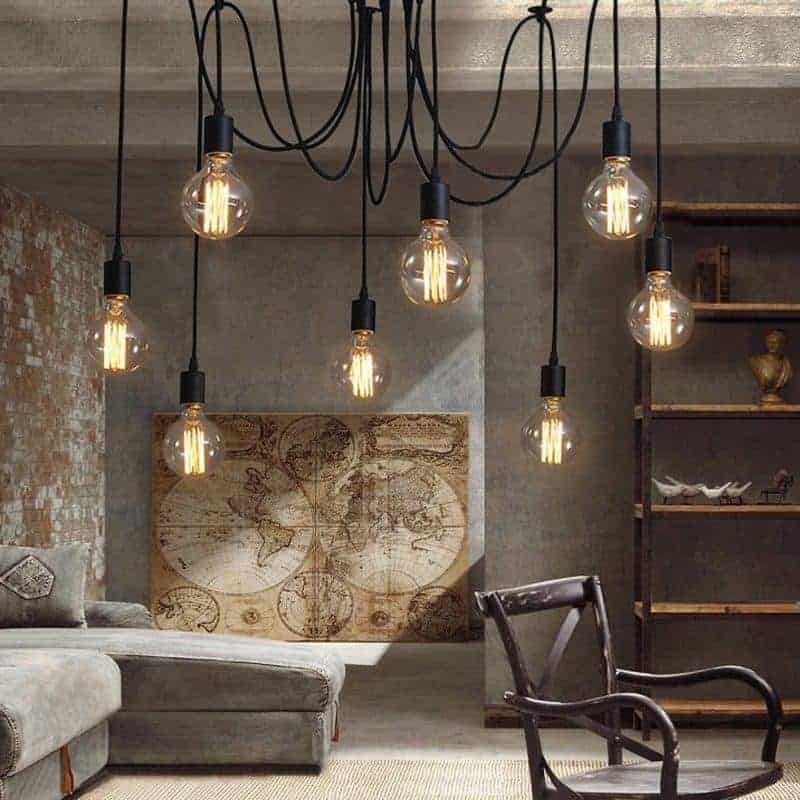 Moderne Lustre Industriel Vintage Forgé Cage Métallique Clôture Abat Jour Engrener Lustre Retro